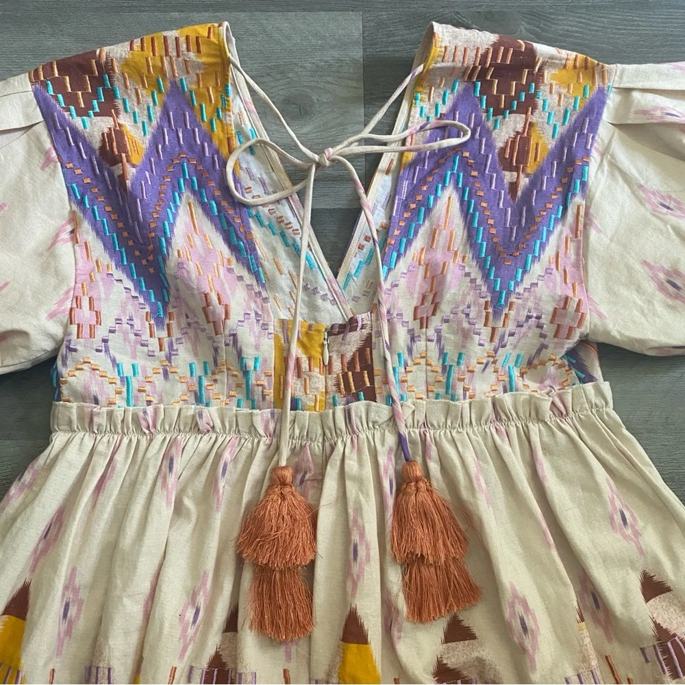 Anthropologie Not So Serious Dress Share Abstract Mini Tassel XS - Picture 7 of 12